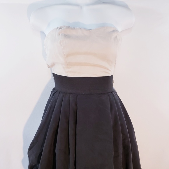 H &‎ M Strapless Dress Size 8 Bandeau Black Beige P - Picture 2 of 8